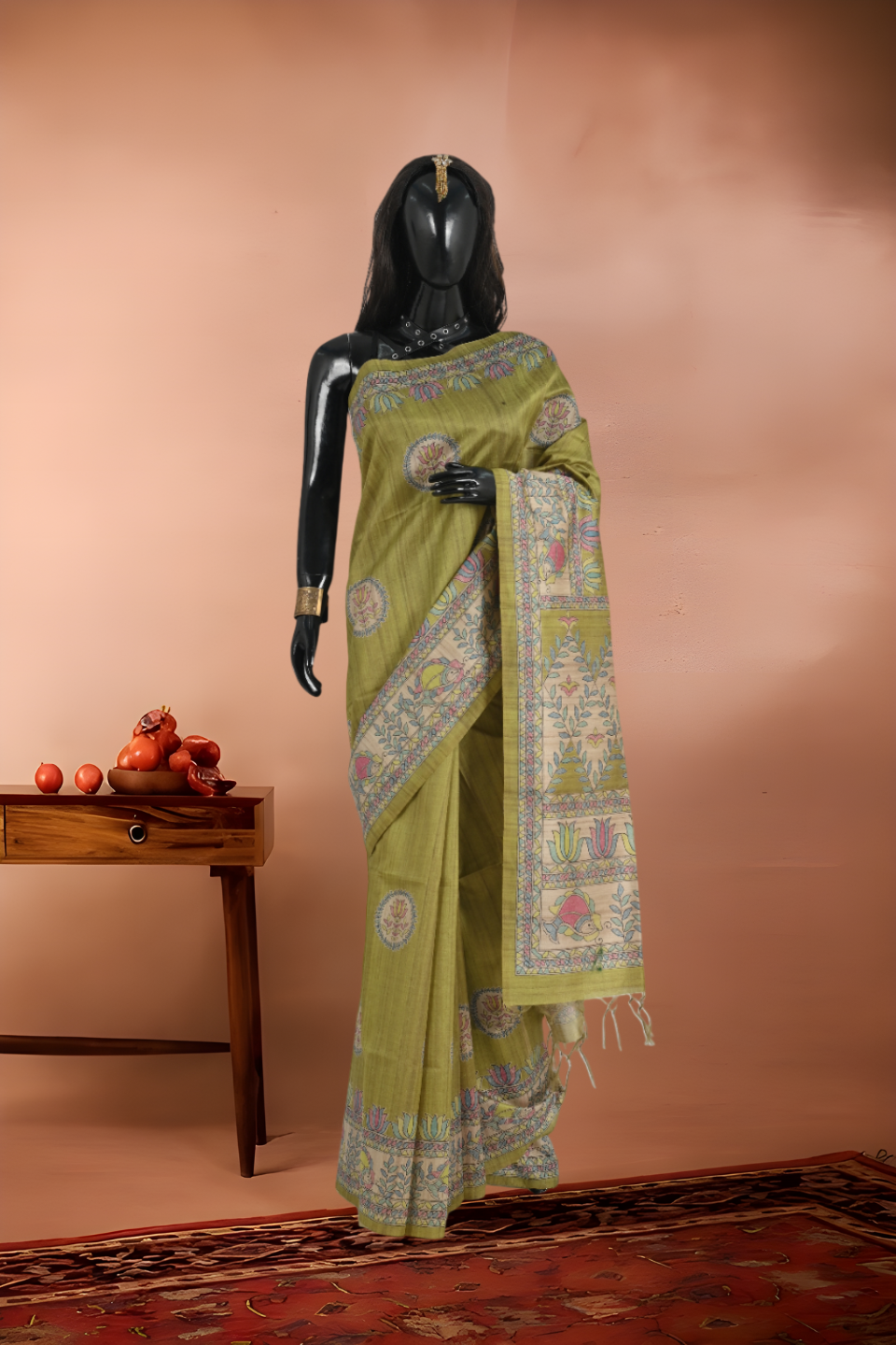 Madhubani Print Shantiniketan Silk Saree