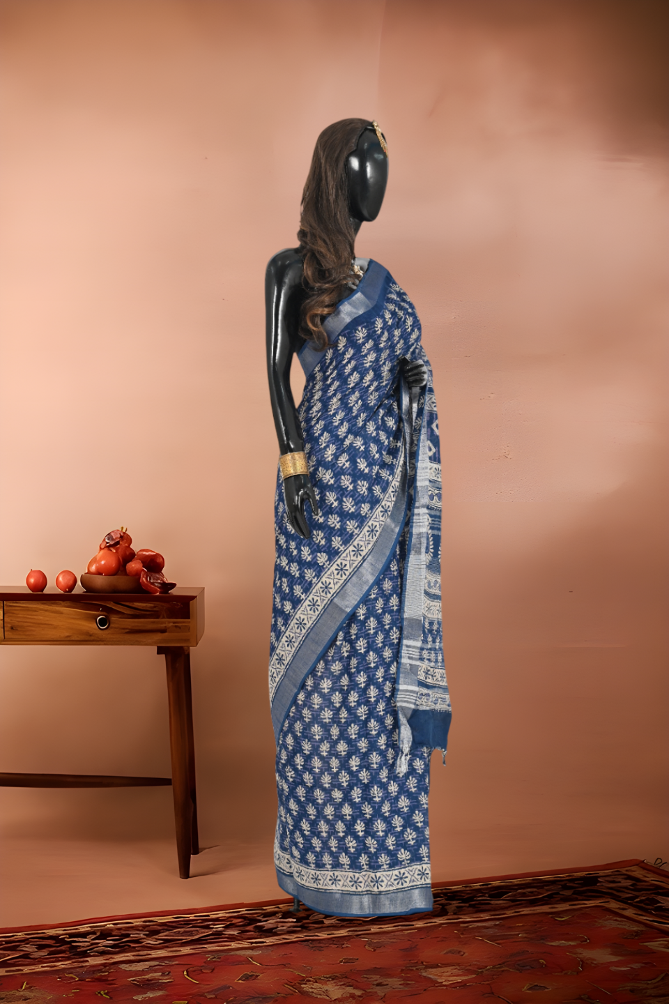 Pure Linen Printed Saree (Ikat)