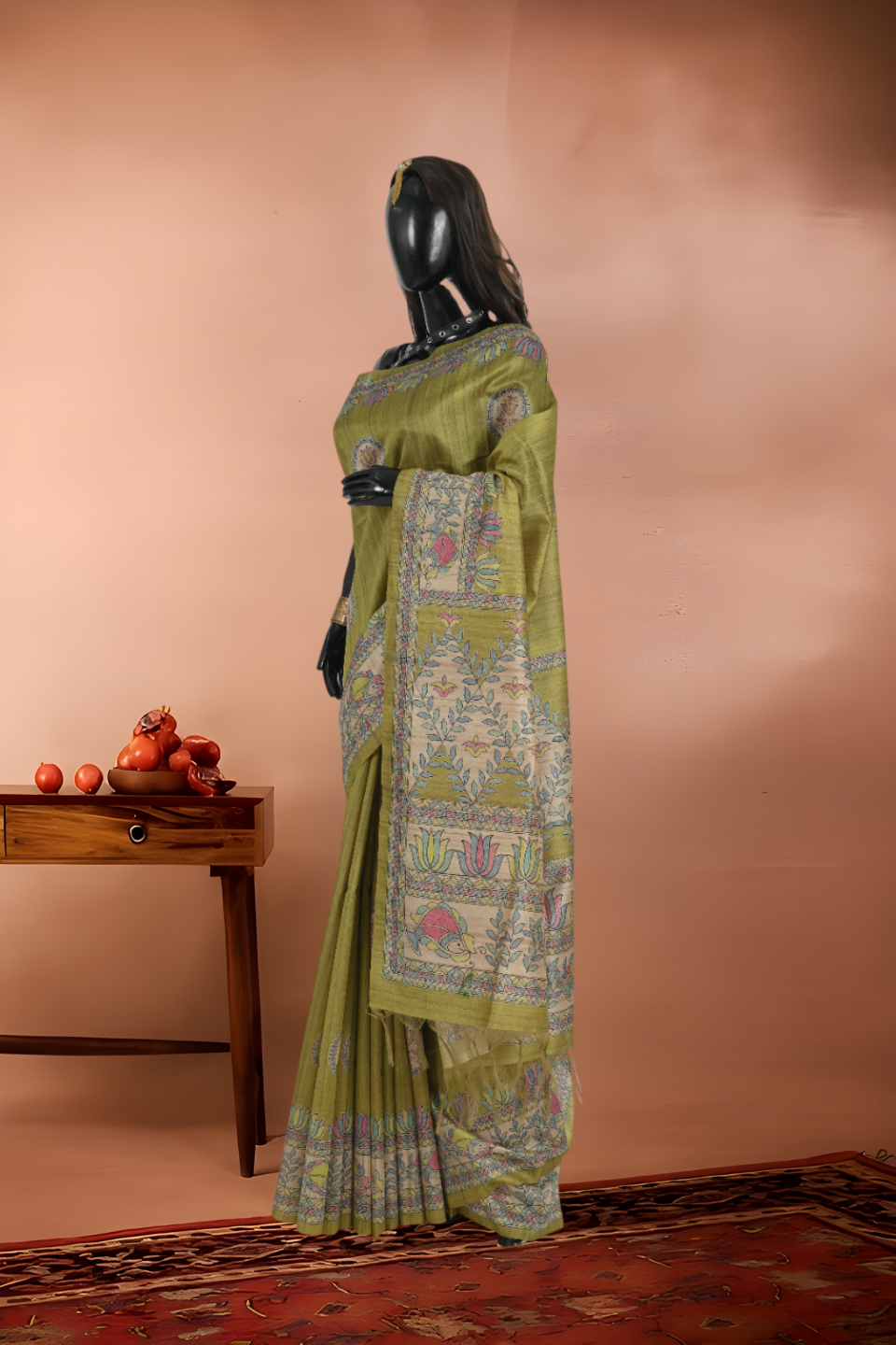 Madhubani Print Shantiniketan Silk Saree