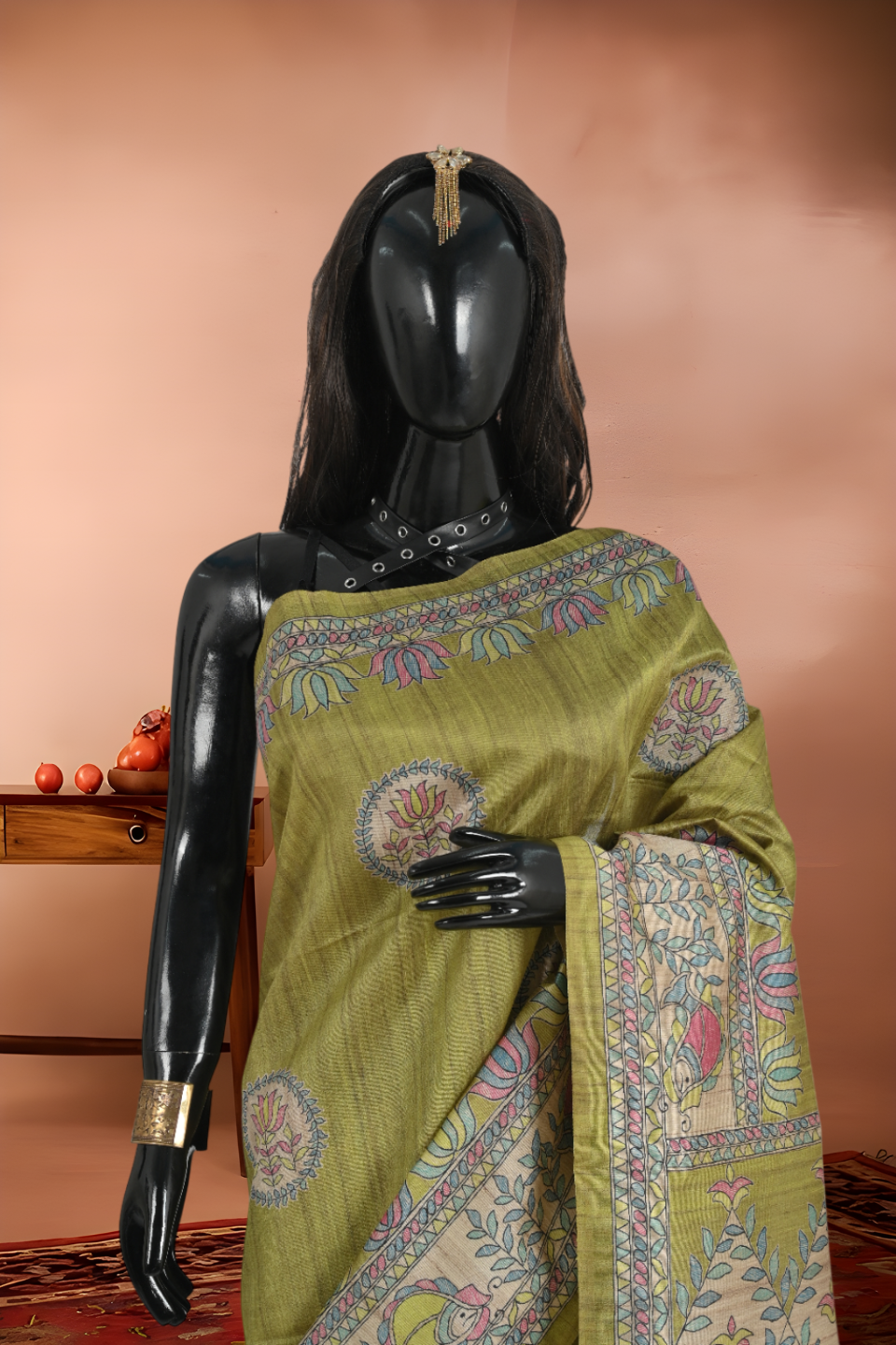 Madhubani Print Shantiniketan Silk Saree