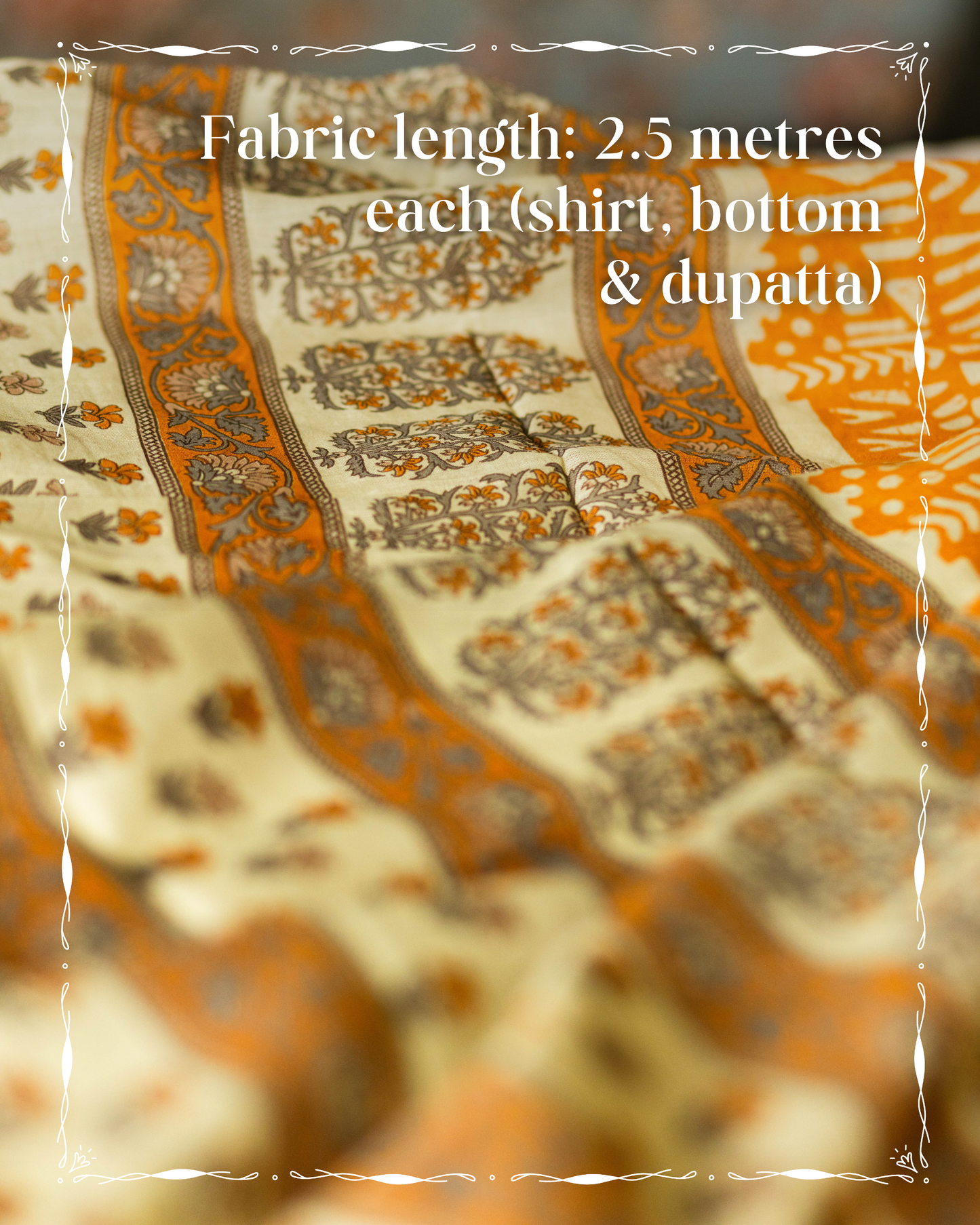 Pure Cotton Bagru Print Suit Set in Beige & Green Tones