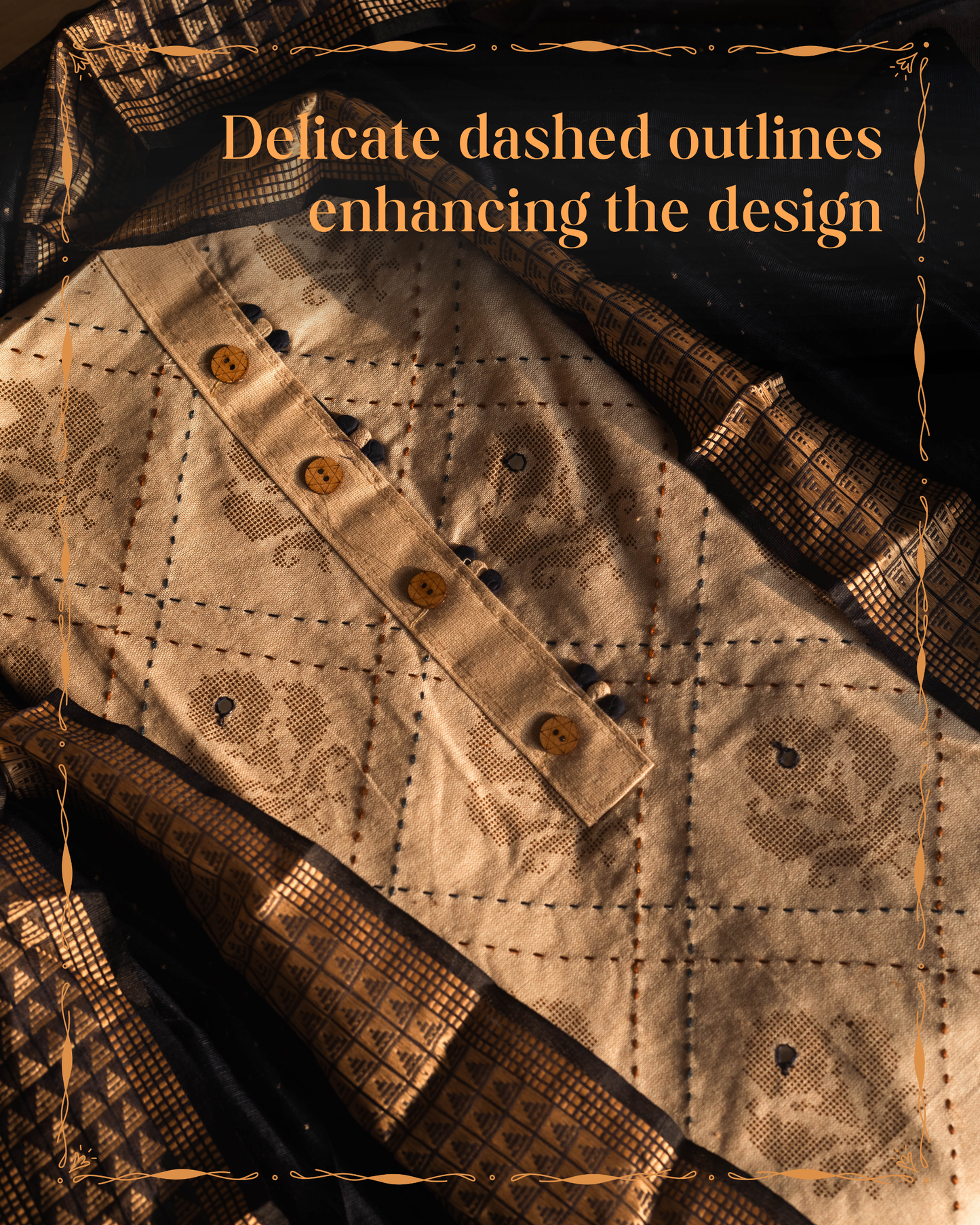 Khadi Cotton Kantha Work Suit in an Elegant Beige Shade