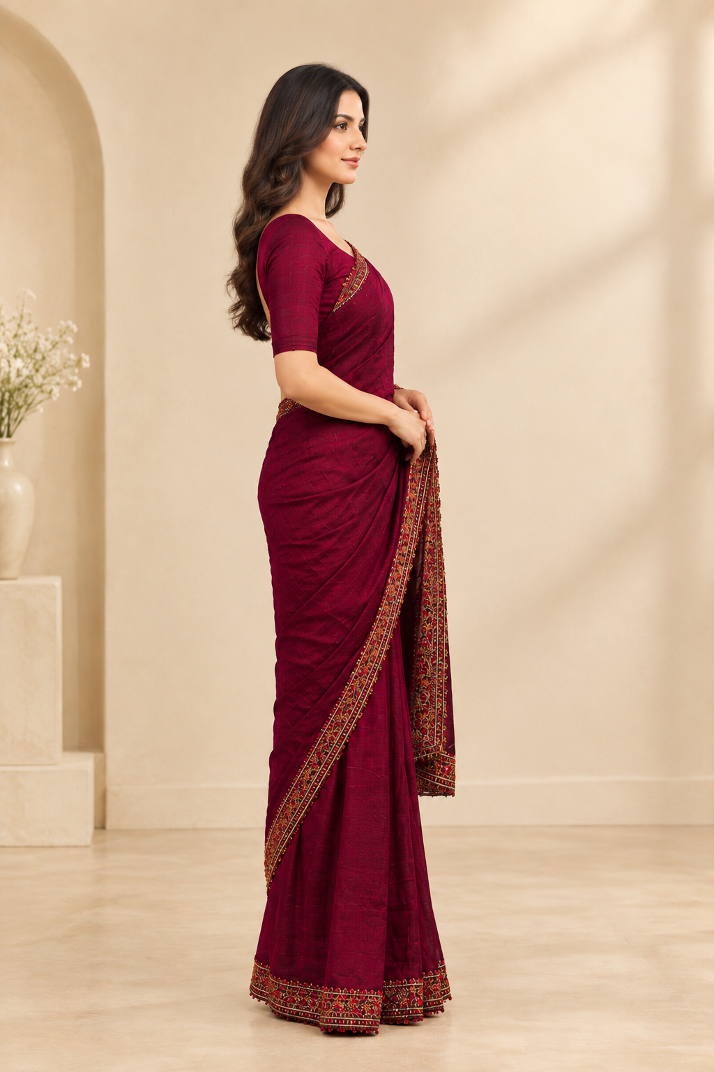 Kashmiri Dupain Silk Saree