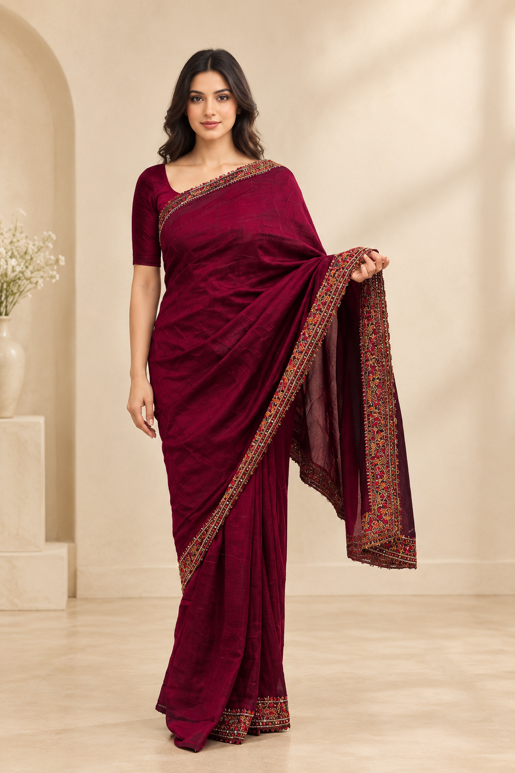 Kashmiri Dupain Silk Saree
