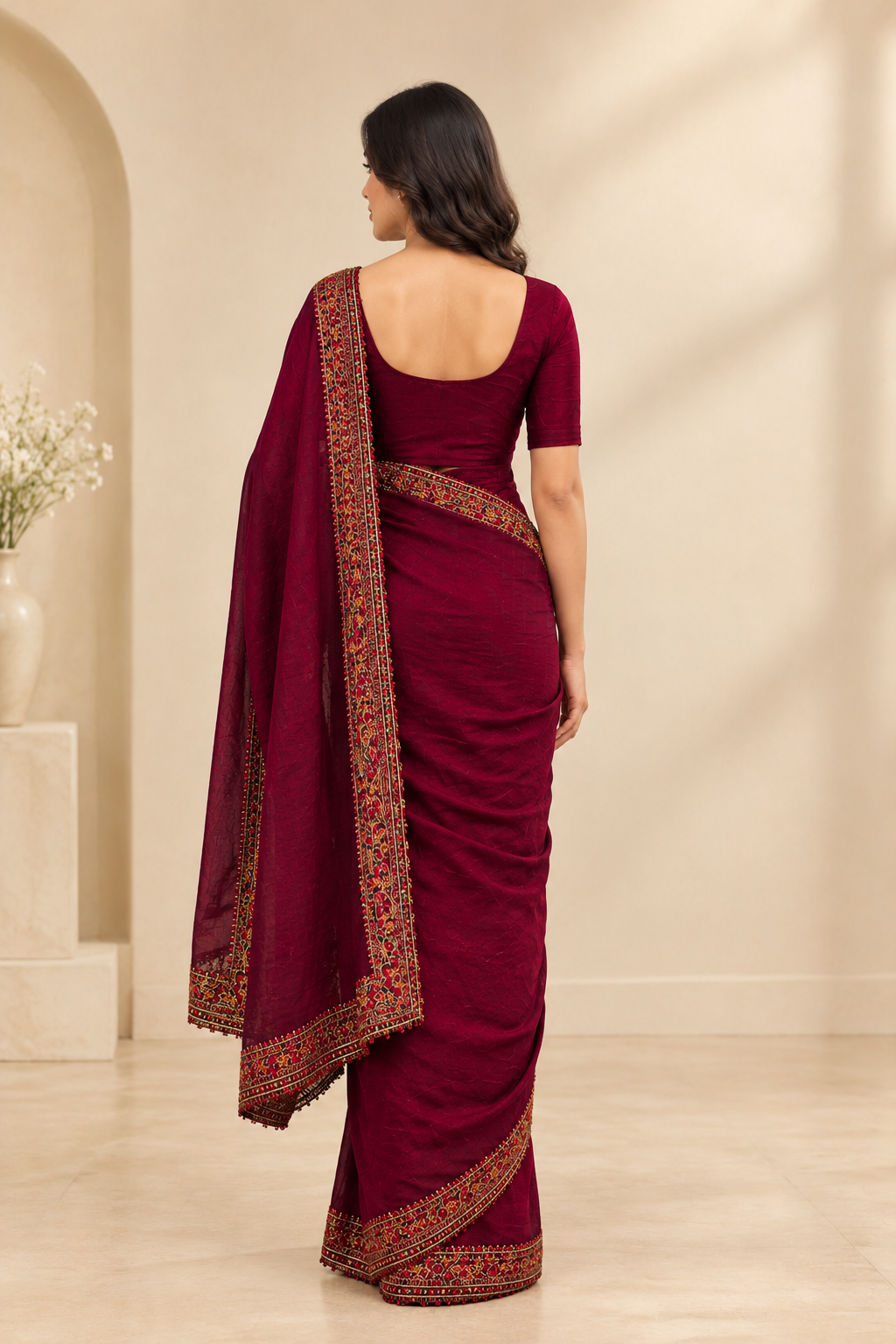 Kashmiri Dupain Silk Saree