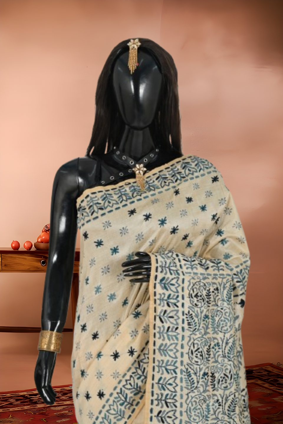 Chanderi Silk Cotton with Kantha Stitch