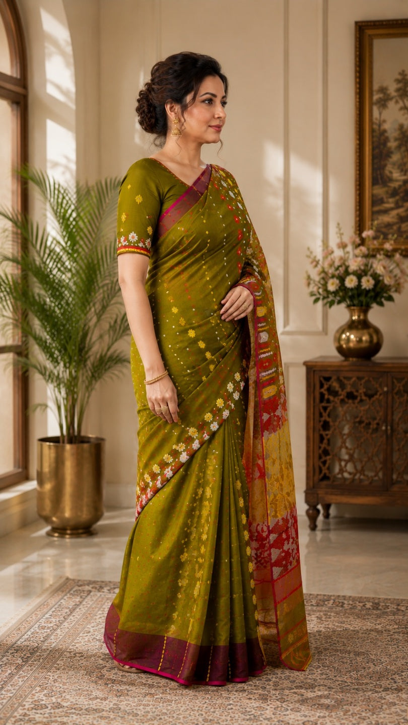 Handloom Cotton Jamdani Saree