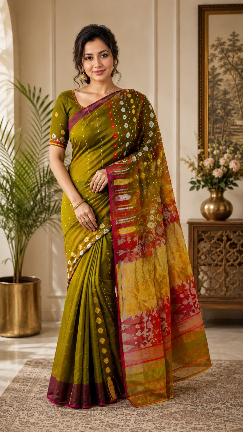 Handloom Cotton Jamdani Saree