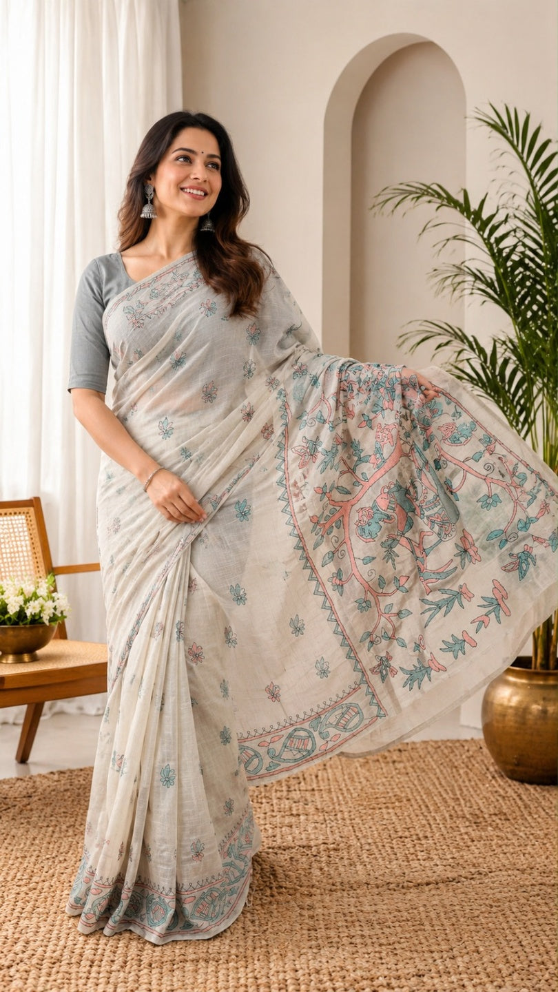Kantha Stitch Saree