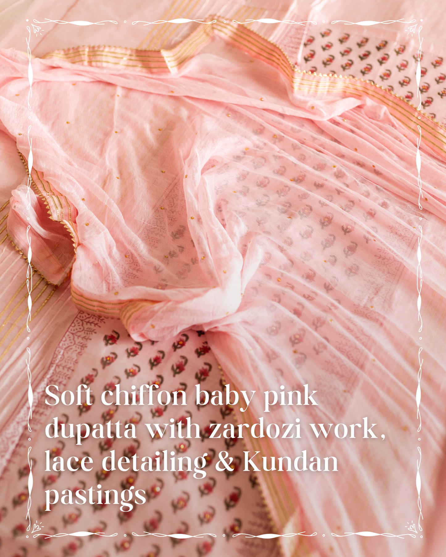 Handblock Printed Baby Pink Chanderi Cotton Shirt with Floral Motif