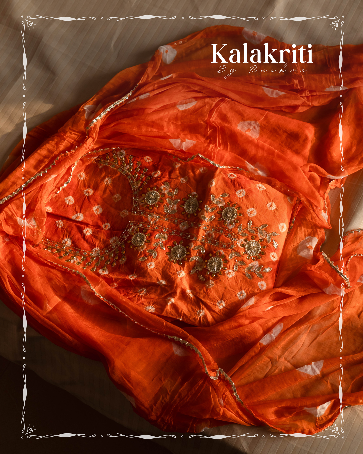 Bright Orange Batik Tie & Dye Suit Piece