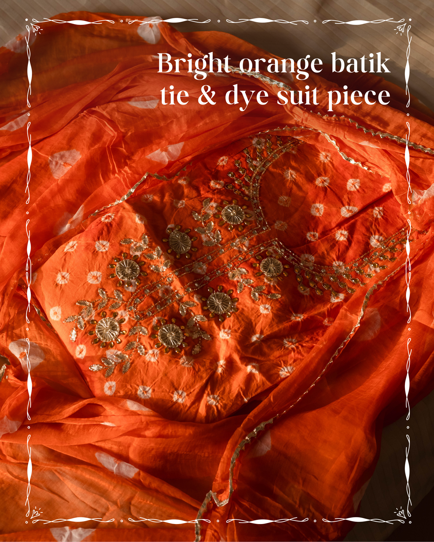 Bright Orange Batik Tie & Dye Suit Piece