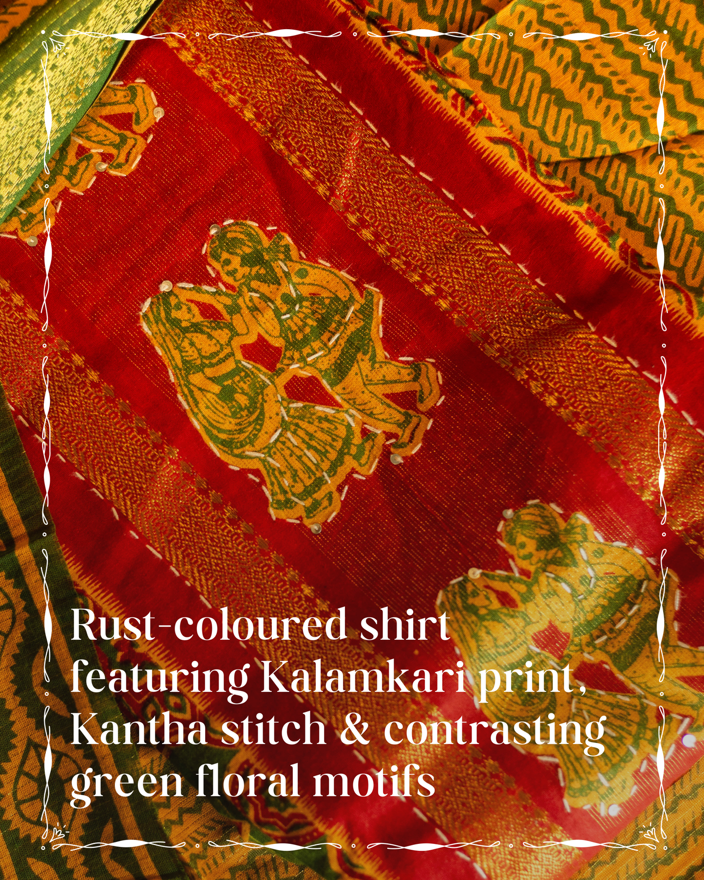 Pure handloom cotton Kalamkari set with rich artisanal detailing