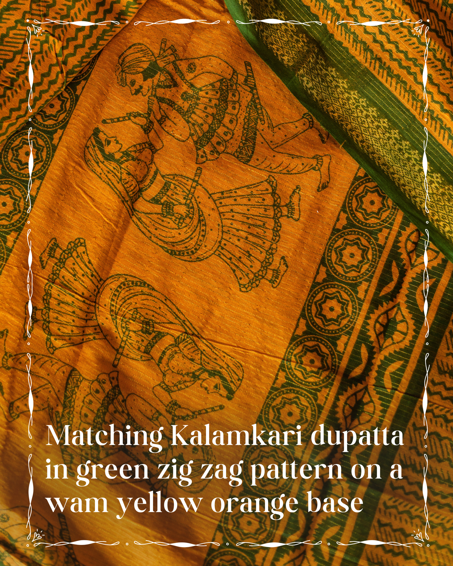 Pure handloom cotton Kalamkari set with rich artisanal detailing
